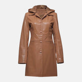 Removable Hooded  Button Single Breasted Long Trench Coat for Women
